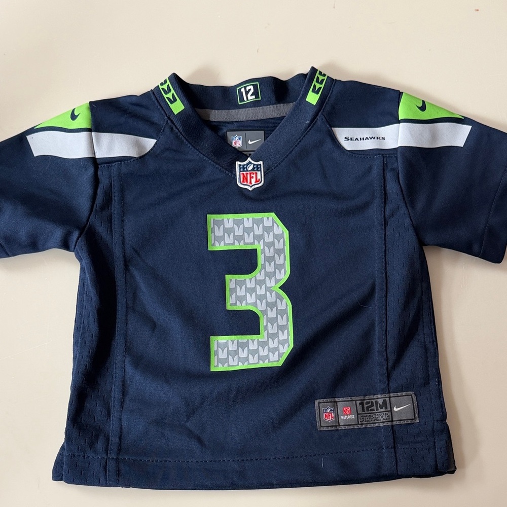 Nike Toddler Seahawks #3 Jersey in Navy and Neon Green